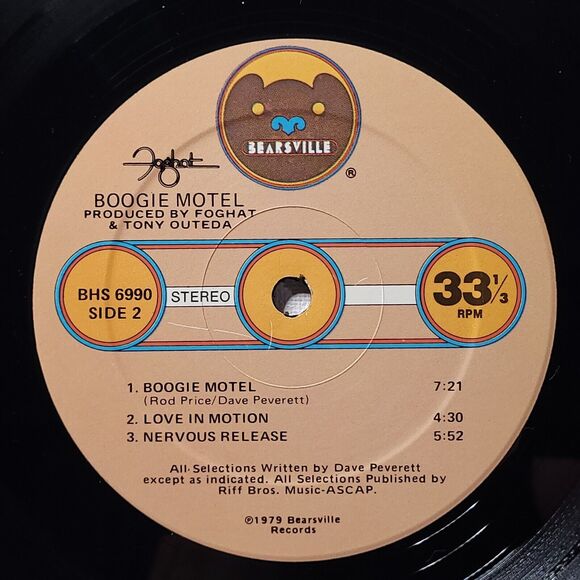 Foghat LP Boogie Motel on Bearsville VG/M- Rock OIS - Picture 6 of 6